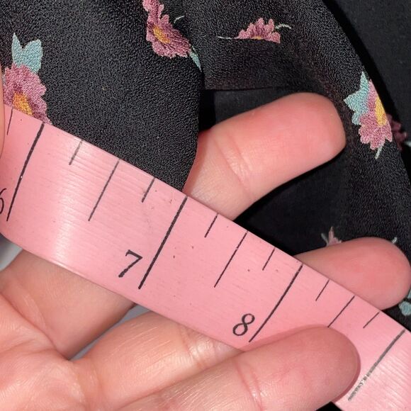 Vintage Maggie London Black Floral Dress Sheath Short Sleeve Lined Size M 90s - Picture 13 of 13